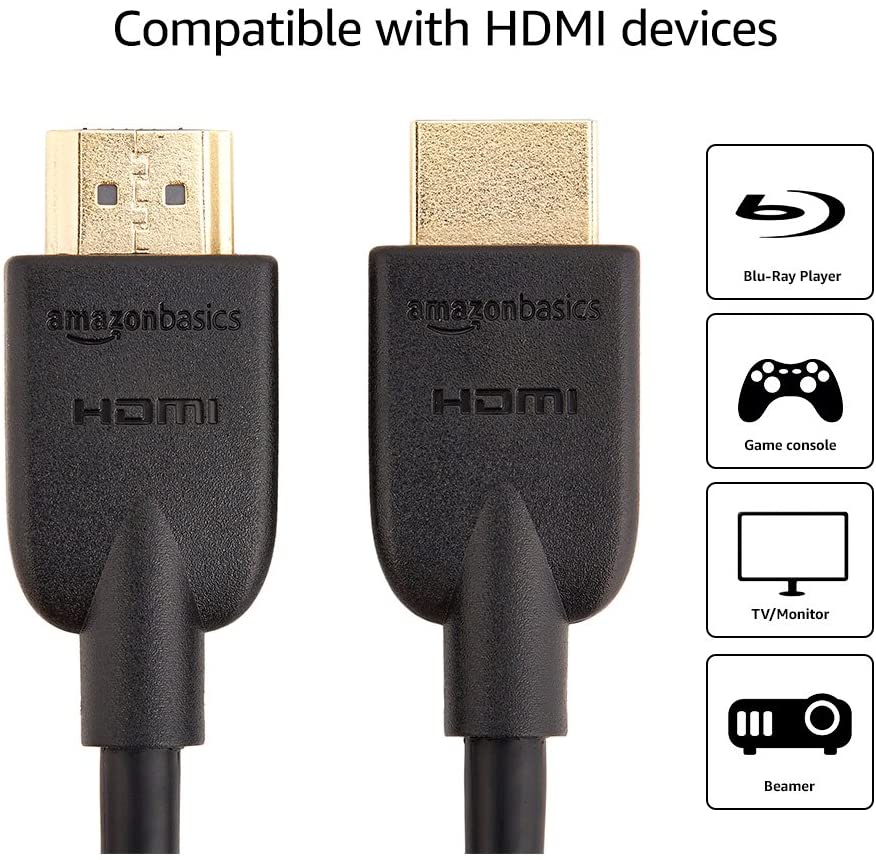 Amazon Basics HDMI Cable, 6ft, 4K@60Hz, High-Speed 4K HDMI 2.0 Cord (18Gbps), 2160p, 48 bit, Compatible with TV/PS5/Xbox/Roku, Black - Image 3