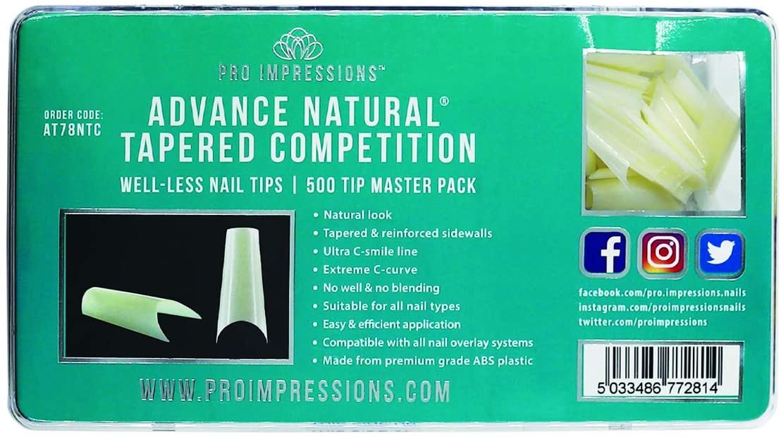 Pro Impressions 500-Piece Advance Natural Tapered Competition Nail Tips Set