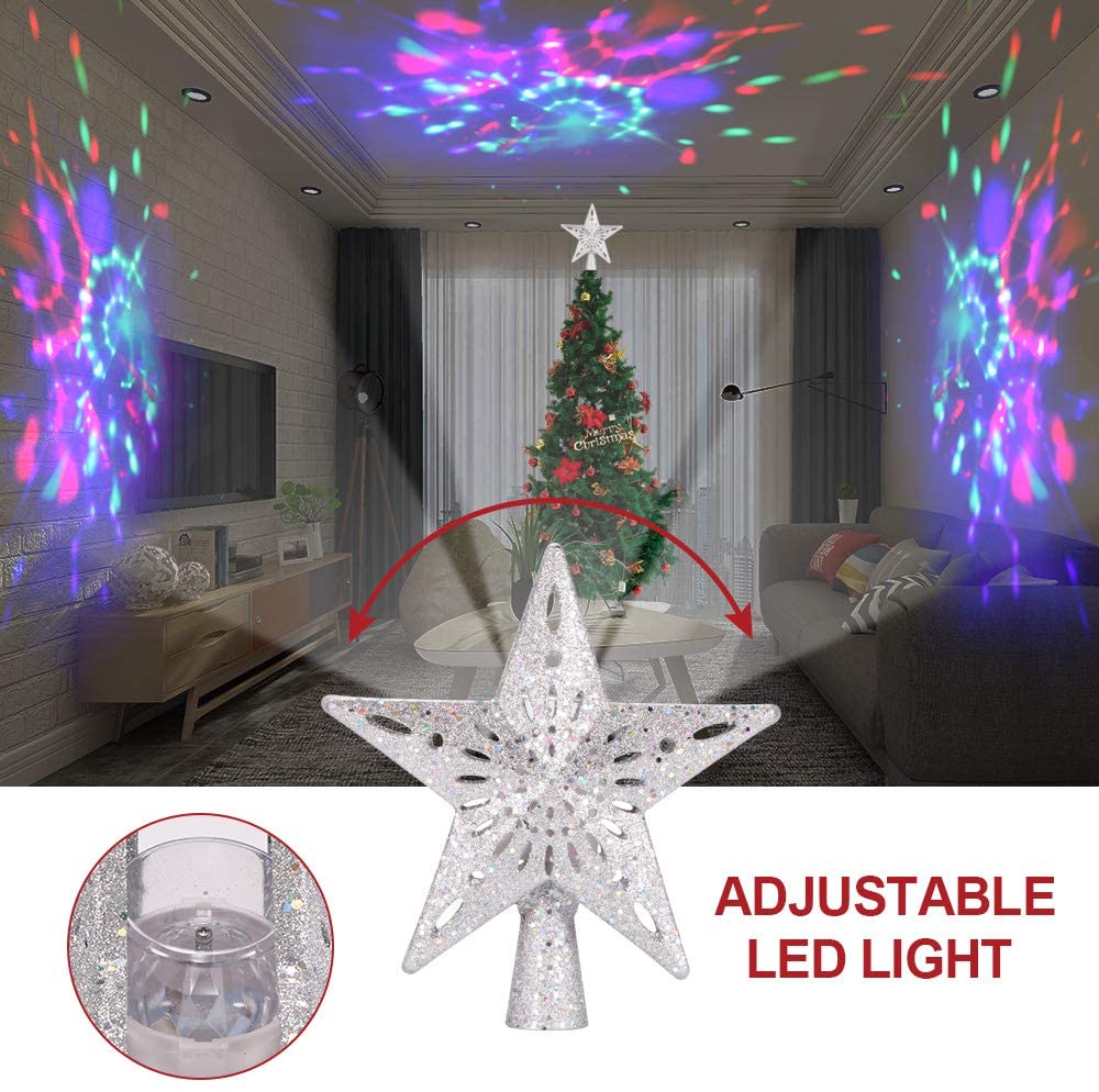 AOZBZ Christmas Tree Star Topper with Wave Projector Lights, Lighted
