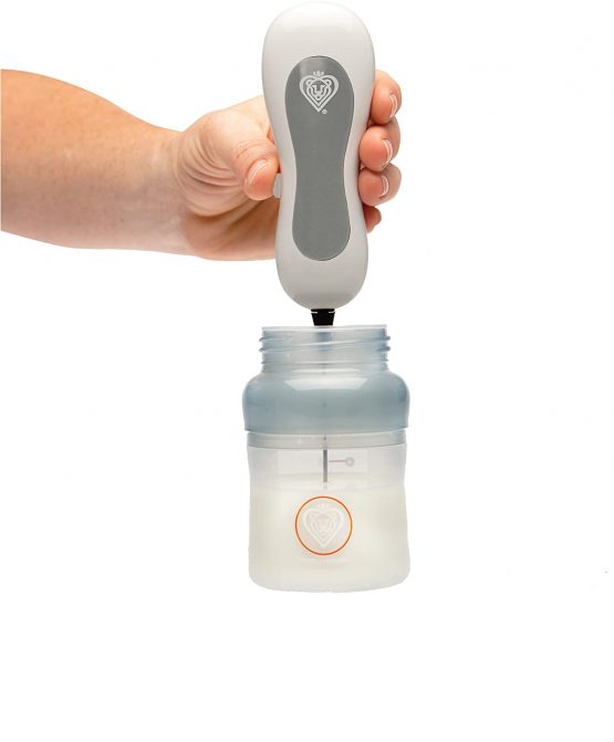 Prince Lionheart Versa Formula Mixer | Milk Mixing Device | 2 x AA Battery Operated | Two Interchangeable Wands | Baby Feeding On-The-Go | Long Wand For Large Bottles | Milk Frother – White & Grey - Image 3