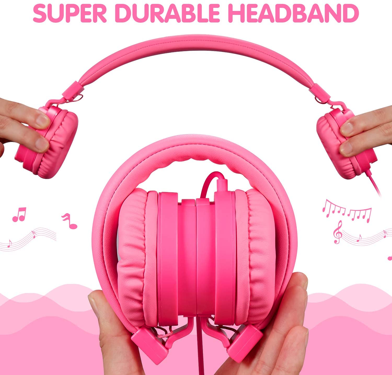 ONTA Foldable Headphone,On-Ear Audio Adjustable Lightweight Headphone for Cellphones Smartphones Iphone Laptop Computer Mp3/4 Earphones(Pink) - Image 4