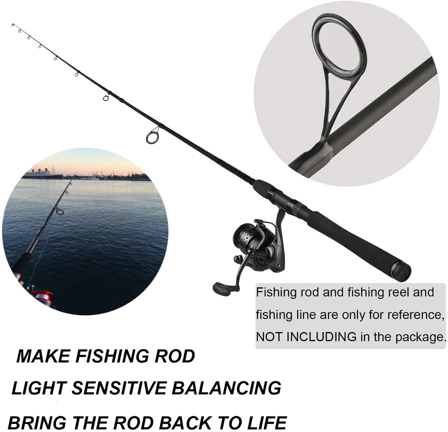 THKFISH Rod Repair Kit Rod Tip Repair Kit Ceramics Tips Stainless Steel Carbon Spinning Rod Guides Fishing Rod Repair Kit Burnished Silver 75pcs - Image 2