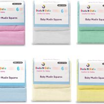 Dudu N Girlie 100 Percent Cotton Baby Muslin Squares, 70 cm x 70 cm, 6-Piece, Cream/White