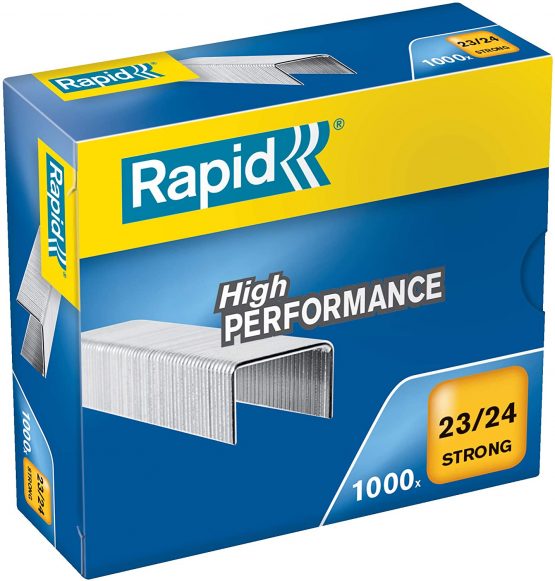 Rapid 24870500 23/24 Strong Staples, Galvanised Wire, 24 mm Leg Length, 70 Sheets, Pack of 1000 - Stainless steel