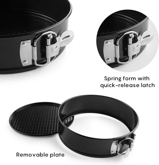 EKKONG Cake Tins Set, Cake Pan 3 Pieces 4"/7"/9" Non-Stick Leakproof Round Springform Cake Tin with Removable Bottom (3 pcs) - Image 4
