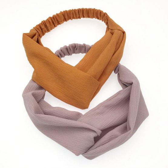 KAEHA FD-0001-07 Knot Cross Braided Yoga Elastic Fabric for Women Girls Headband Hair Band Solid Colour, Yellow - Image 4
