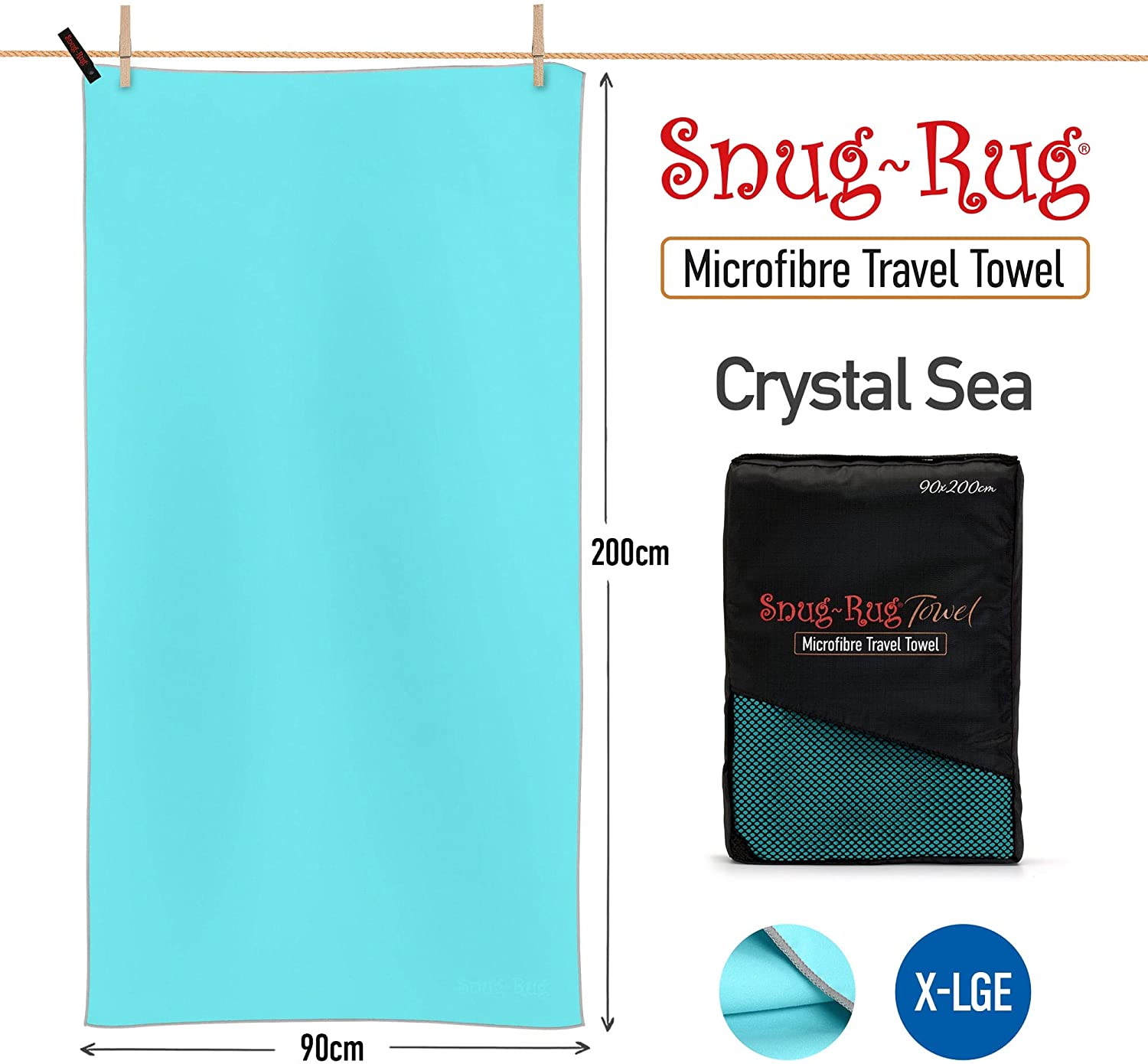 Snug Rug Microfibre Beach Towel Extra Large XL 200 x 90cm - Image 3