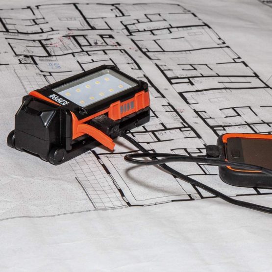 Klein Tools LED Work Light USB Rechargeable with Built-in Kickstand and Carabiner for Illumination and Charging Small Electronic Devices 56403 - Image 4