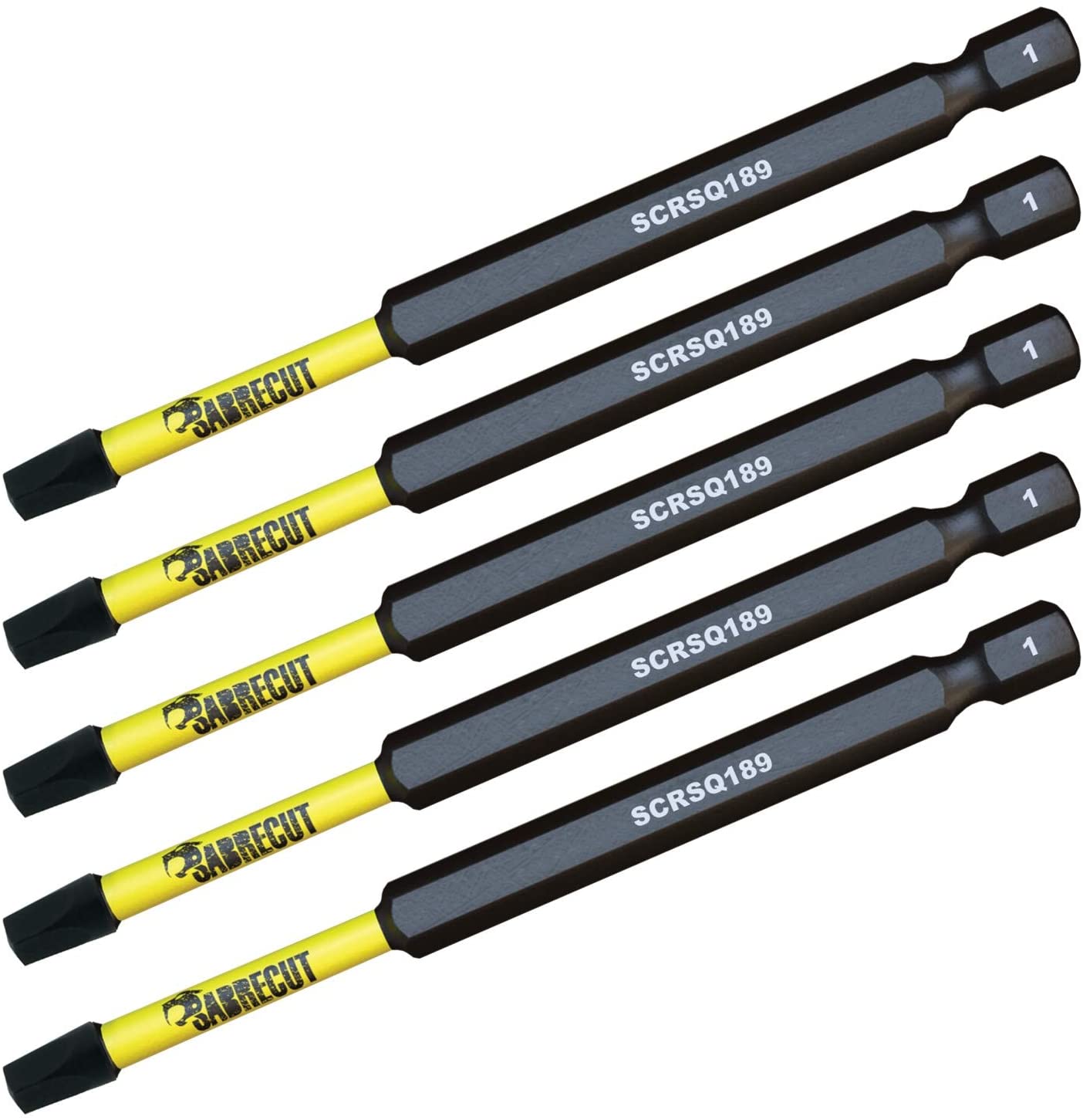 5 x SabreCut SCRSQ189_5 89mm SQ1 Square Magnetic Impact Screwdriver Driver Bits Set Single Ended Heavy Duty - Image 2