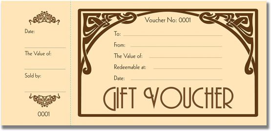 Art Deco Gift Voucher Book with stub 50pages 200gsm 99mm x 210mm - Image 2