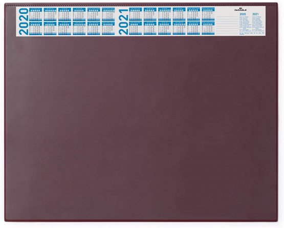 Durable Desk Mat with Annual Calendar Red | 65 x 52cm | Pack of 1 | Anti-Glare Transparent Overlay Included | Ideal for Offices and Home Offices