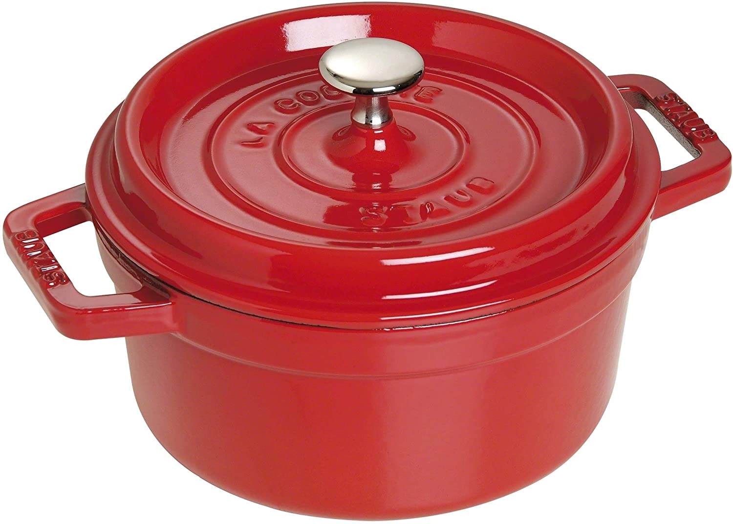 STAUB Cast Iron Roaster/Cocotte, Round, 22 cm, 2.6 L, Cherry Red, 22cm
