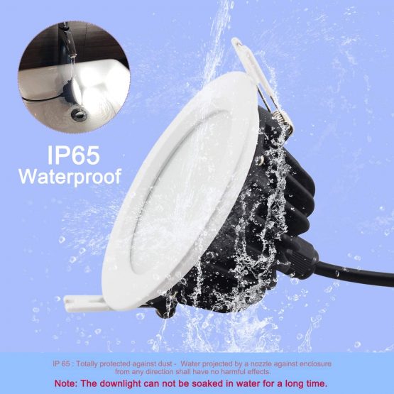 9W LED Downlight Recessed Ceiling Light, Round Panel Lamp - Waterproof IP65 for Bathroom Bedroom Kitchen Lighting (3000K, AC220-240V,1 Pack) - Image 4