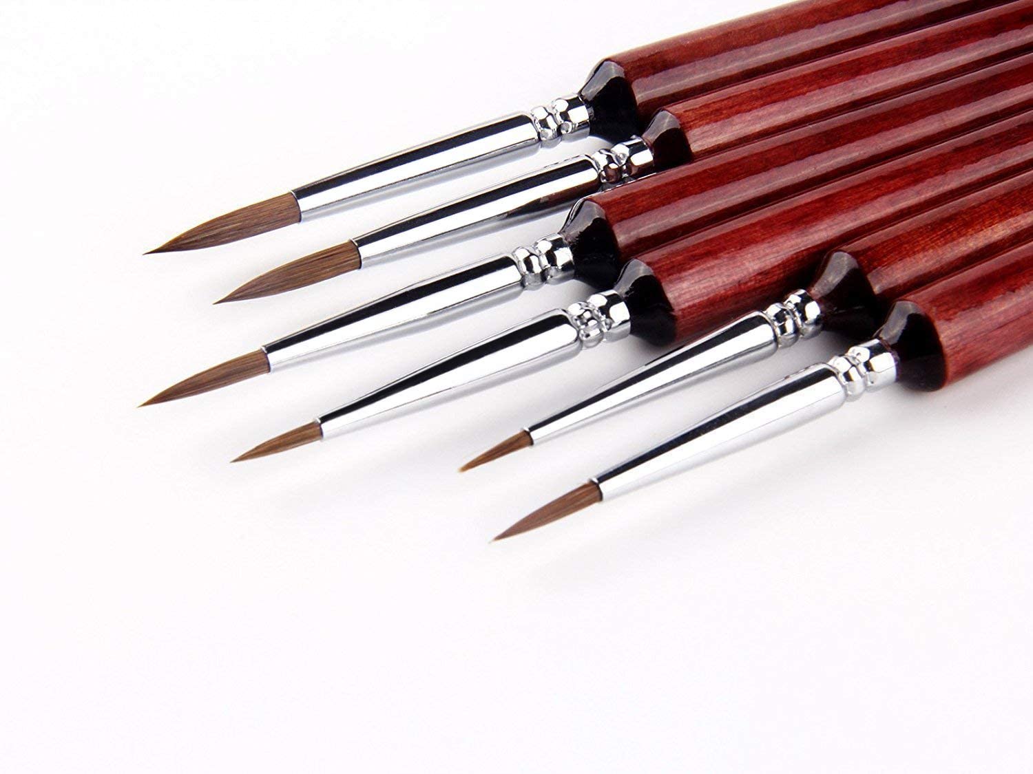 Professional Sable Hair Detail Paint Brush Set, 6 Miniature Art Brushes for Fine Detailing & Art Painting, Acrylic