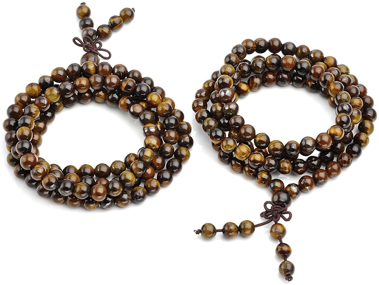 JSDDE Unisex 108 Natural Gemstone Buddha Prayer Beads Mala Bracelets Buddhist Rosary Necklace(6mm Tiger Eye) - Image 3