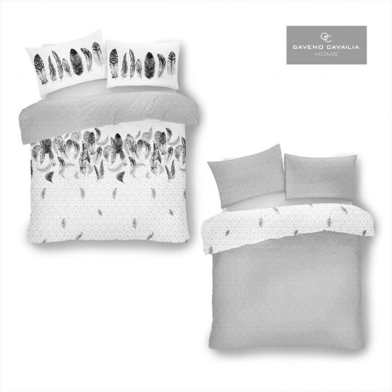 Easy Care Duvet Cover Printed Quilt Set Reversible Bedding, King, White - Image 2