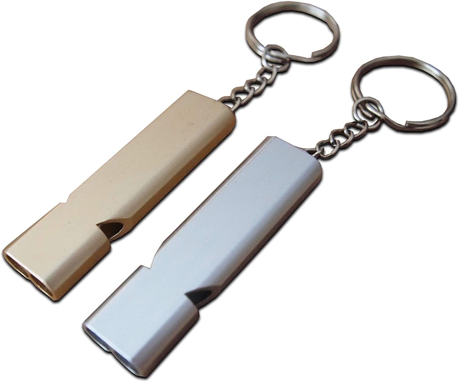 Seraphis Emergency Whistle 2 Pack Aluminium Double Tubes Safety Whistles Outdoor, Silver and Gold