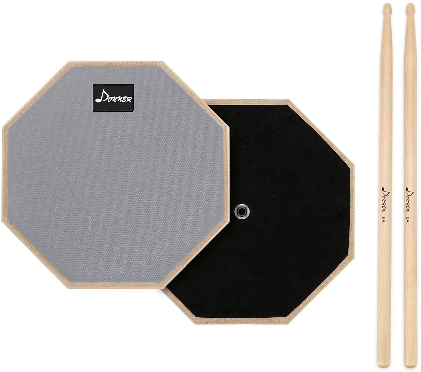 Donner 12 Inches Drum Practice Pad, 2Sided Silent Rubber Practice Pad