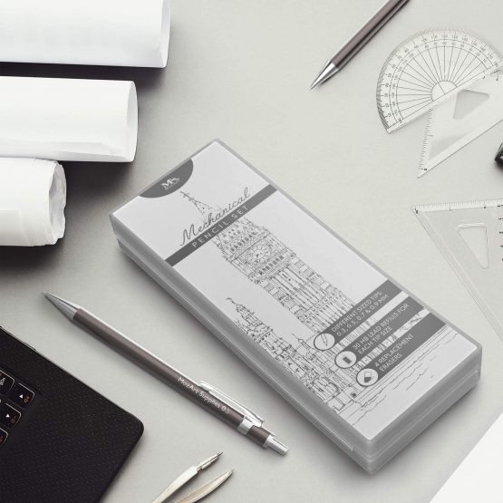 MozArt Mechanical Pencil Set with Case - 4 Sizes: 0.3, 0.5, 0.7 & 0.9 mm, 30 HB Lead refills each & 4 Eraser Refills - Drafting, Sketching, Illustrations, Architecture, Writing - Image 4