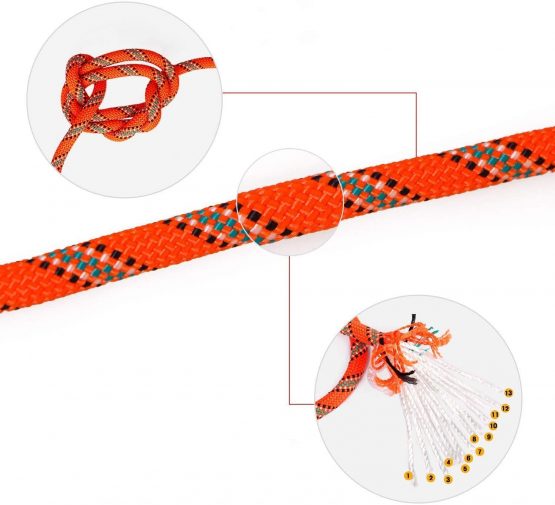 X XBEN Multi-use 8mm Outdoor Rope Home Emergency Escape Rope, Multifunctional Cord Safety Rope for Magnetic Fishing Hiking Caving Camping Rescue Tree Climbing (20M, Orange) - Image 4