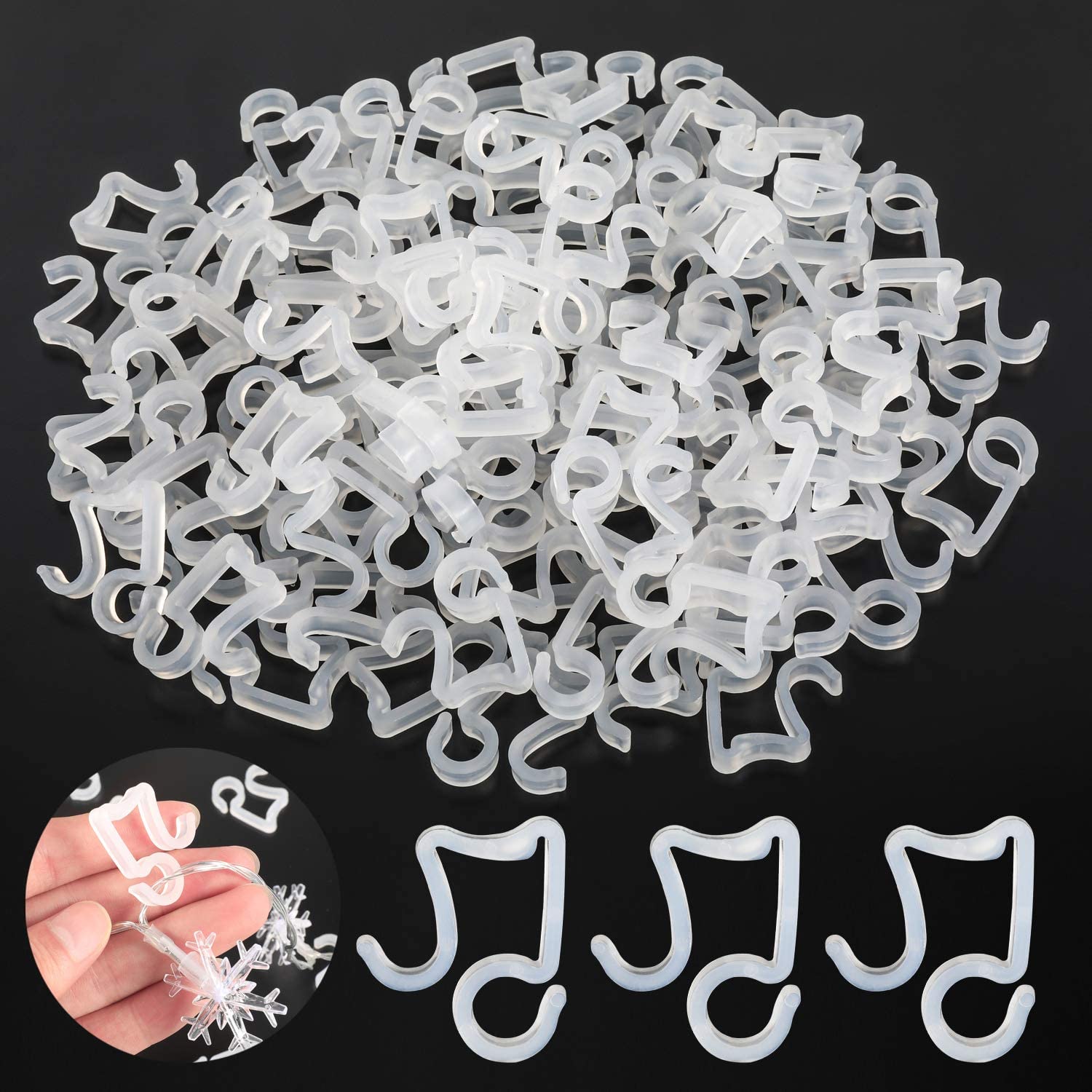 Mwoot 100 Packs Mini Plastic Gutter Hooks, Outdoor Light Hooks Clips
