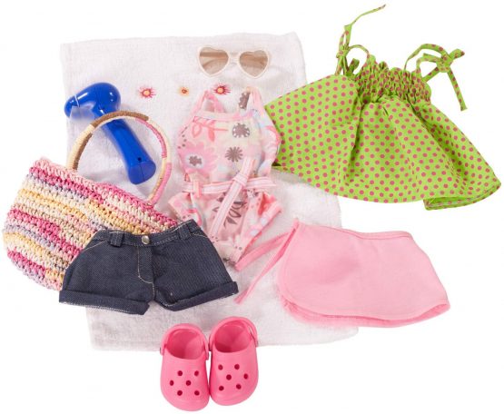 Gotz 3401754 Standing Doll Set Summer Fun - Size XL - Dolls Clothing / Accessory Set - Suitable For Standing Dolls Size XL (45 - 50 cm)