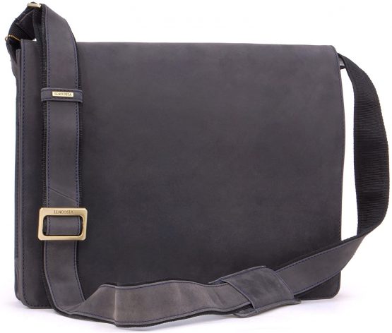 VISCONTI - Laptop Messenger Shoulder Bag - 13 to 14 Inch Laptop Bag - Hunter Leather - Office Work Organiser Bag - Multiple Pockets - 18548 - HARVARD - Oil Blue