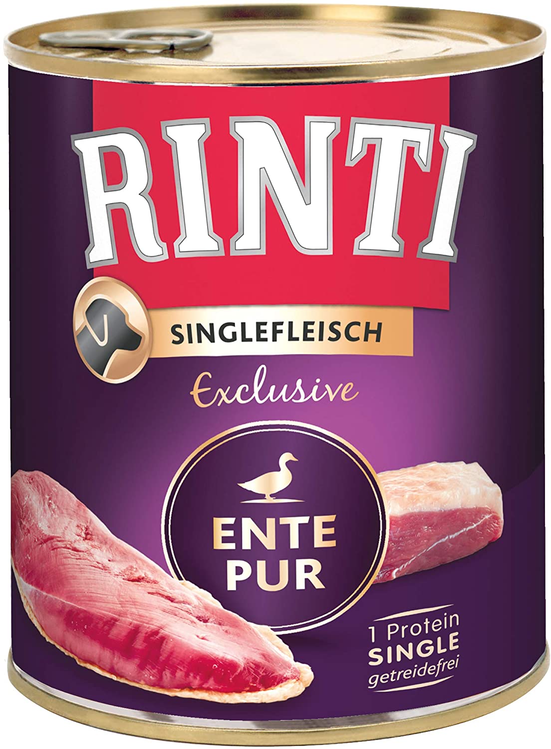 Rinti Single meat exclusive duck pure 1 pack (1 x 800 g), 800 g (Pack of 6)