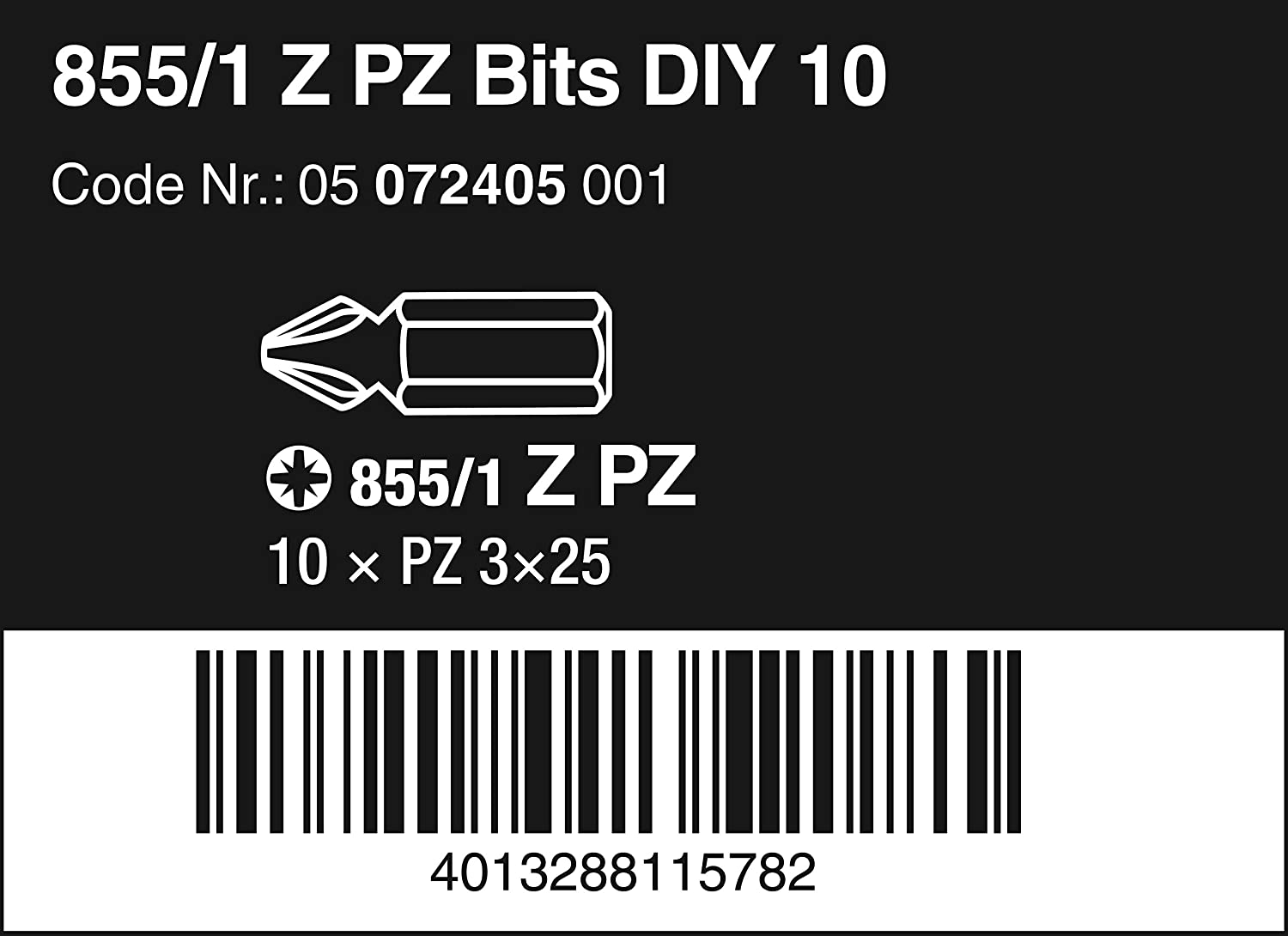 Wera 05072405001 Pozidriv Extra-Tough Bits 855/1 Z PZ3 x 25 mm, Pack of 10, Silver - Image 2