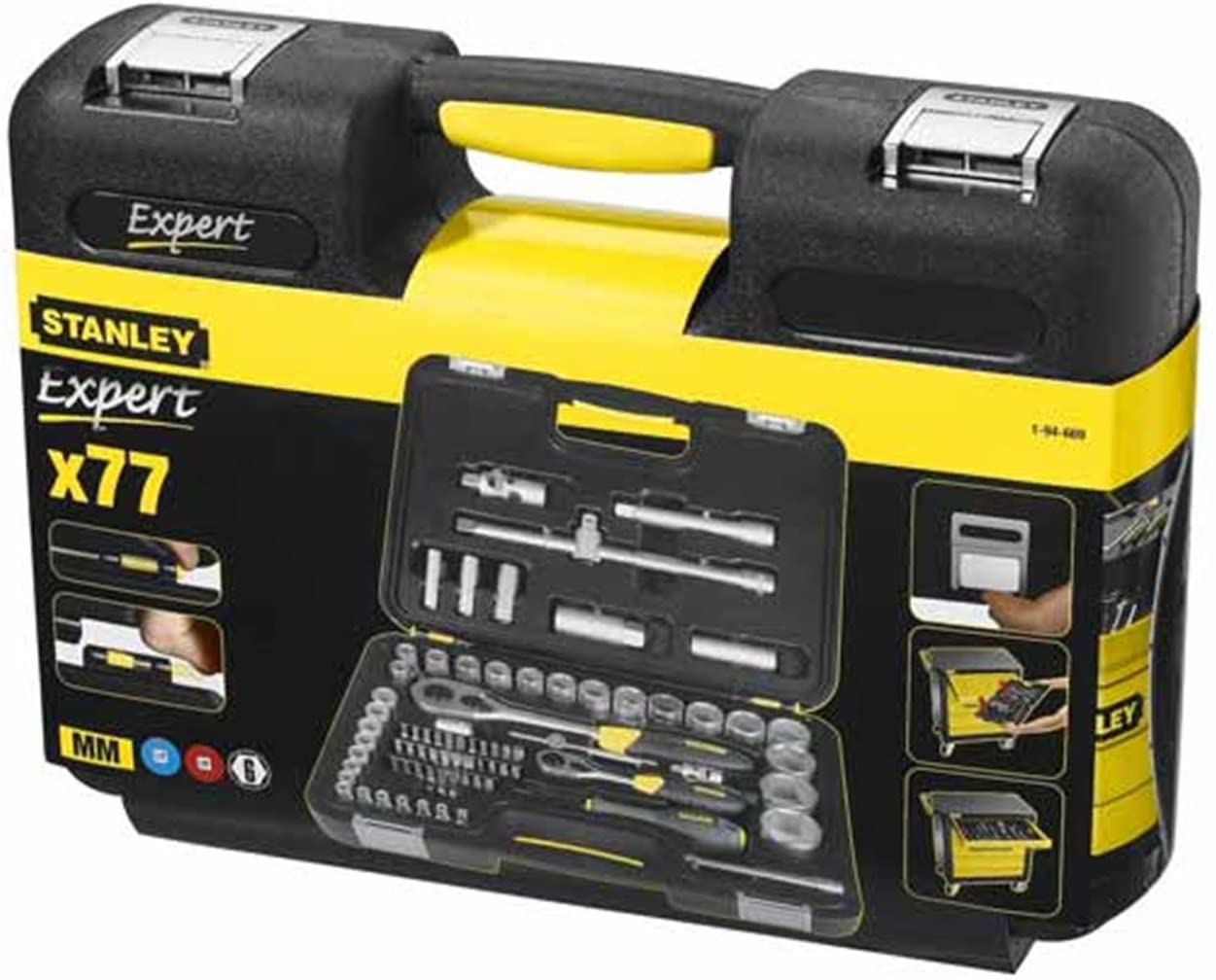Stanley 1-94-669 Socket Wrench, Silver, 1/4/1/2-Inch, Set of 77 Piece - Image 3