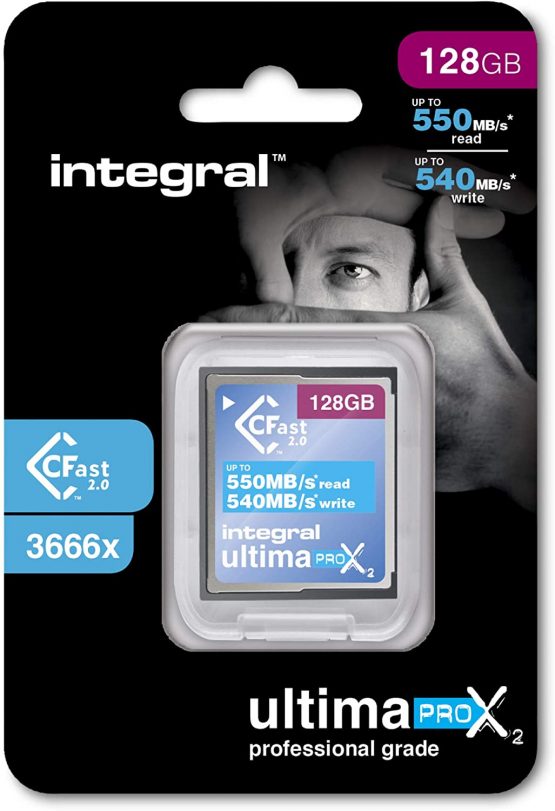 Integral 128GB CFast Card 2.0 High Performance with read speed up to 550MB/s and write speed up to 540MB/s