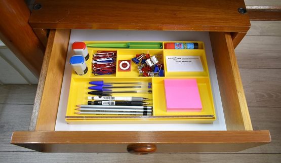 Acrimet Drawer Organizer Bin Multi-Purpose Storage for Desk Supplies and Accessories (Plastic) (Solid Yellow Color) - Image 3