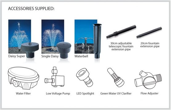 Blagdon Inpond 5-in-1 3000, 10w Pond Pump and Filter with UV Clarifier, LED Light, 3 Fountain Heads, for Ponds Up to 3,000L, black, 1051156 - Image 3