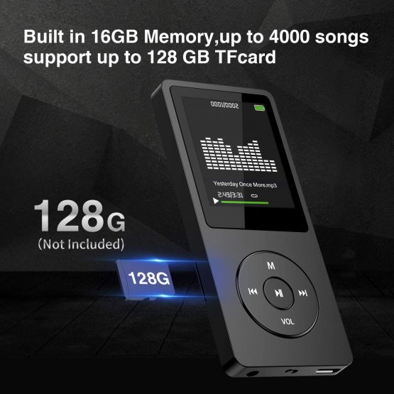 MP3 Player with FM Radio and Voice Recorder, Ultra Slim Music Player with Video Play Text Reading and Build-in Speaker Support up to 128GB, Earphone Included (Black) - Image 3