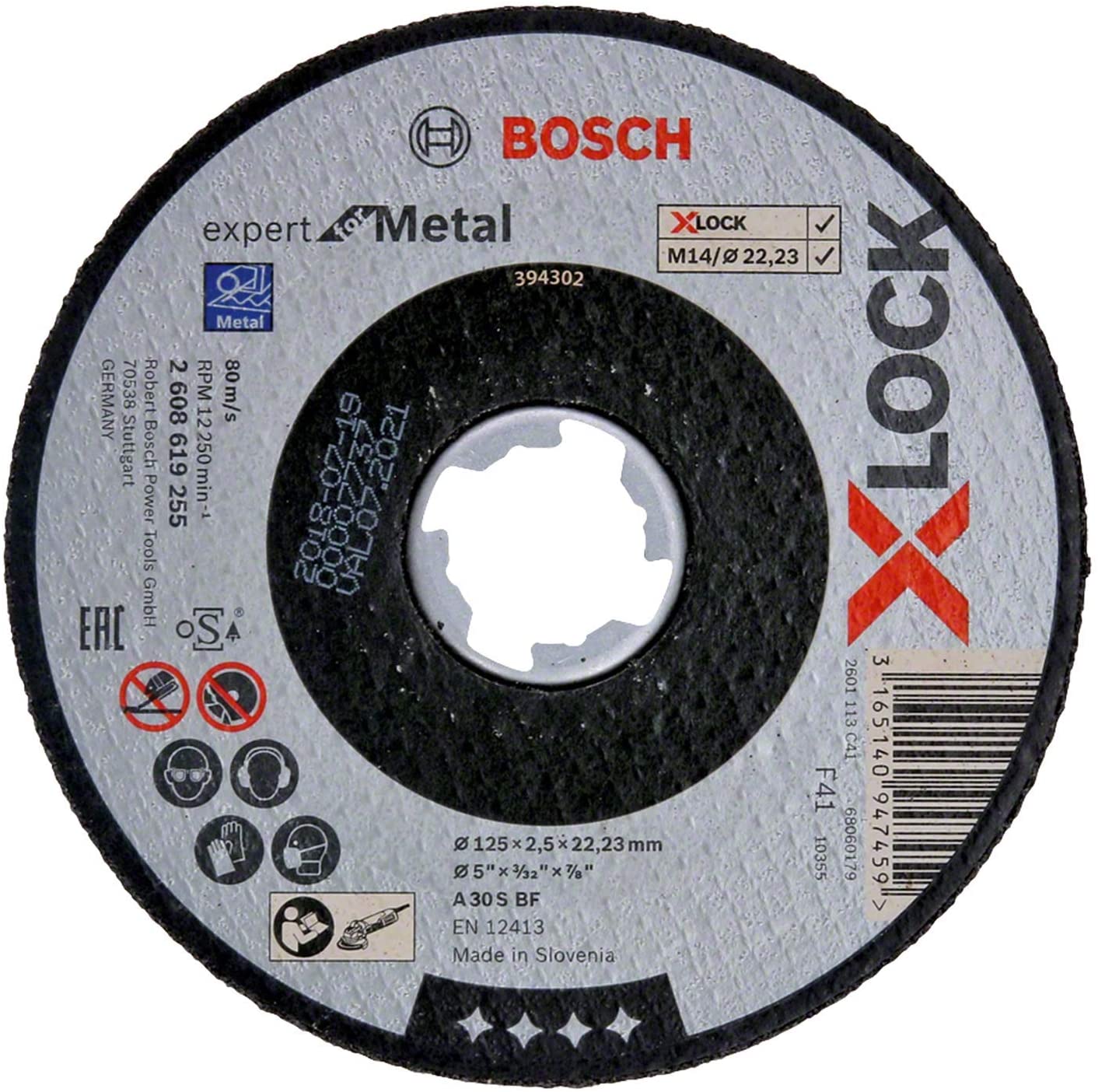 Bosch 1x PRO Metal Longlife Cutting Disc for Small Angle Grinder and X-Lock, M14/22.23 mm (for Steel diameter 125 mm