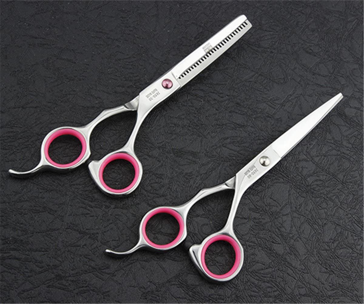 JYHY Professional Hair Cutting Scissors Shears Barber Thinning Set Kit- Family Hair Cutting,Barber Hair Cutting Tool Thinning texturizing,6"(Rose red) - Image 2