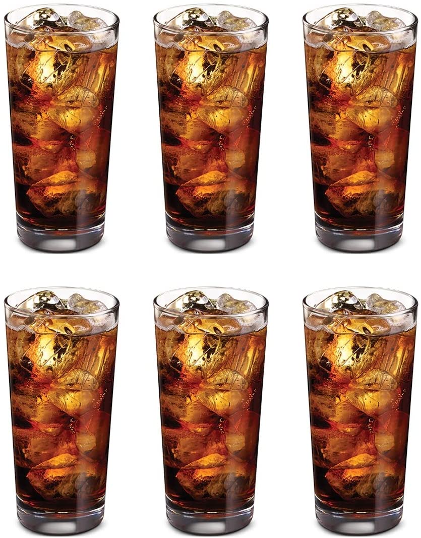 6x Clear 295ml Liberty Highball Glasses - Tall Hi Ball Glass Water Gin Juice Cocktail Drinking Glassware Tumblers Set - By LAV