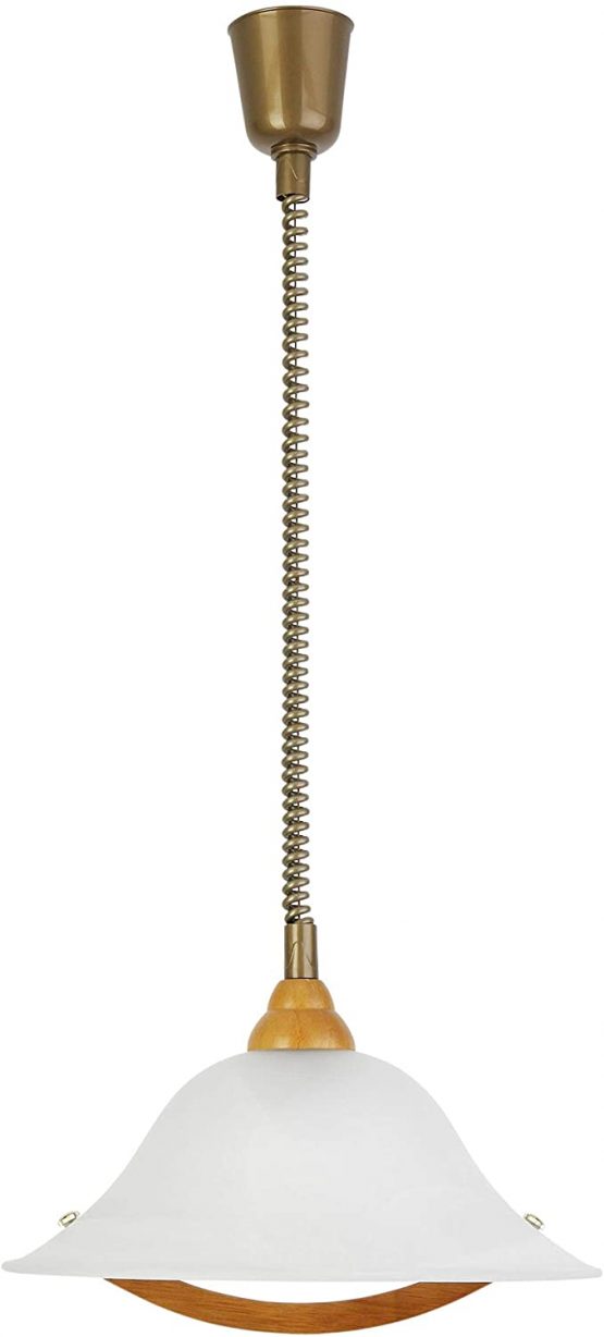 Brilliant 73678/72 Torbole Pendant Light Mount/Lower, Glass/Metal, E27, 60 W, Wood/Brass/Alabaster