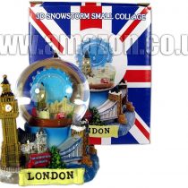Snow Globes Small 3D Collage, Detailing London Landmarks Big Ben, Tower Bridge etc. - London Souvenir