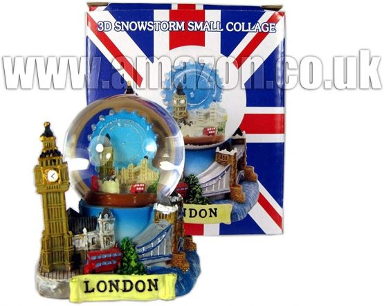 Snow Globes Small 3D Collage, Detailing London Landmarks Big Ben, Tower Bridge etc. - London Souvenir