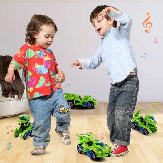 Highttoy Dinosaur Transforming Toys,Automatic Transforming Dinosaur Car with Flashing Light and Sound Dinosaur Transforming Car Toy Transforming Dinosaur Toys for 3-7 Year Old Boys Girls Green - Image 2