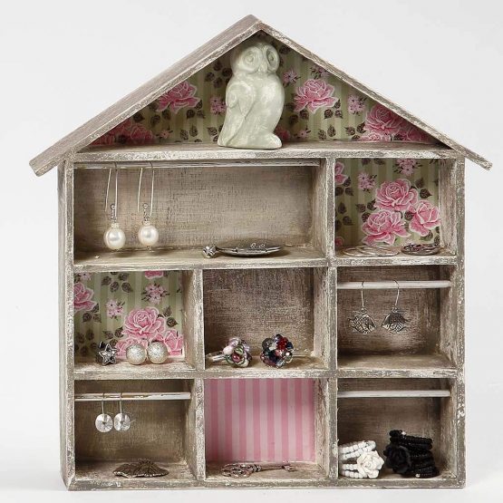 Creativ 100263 House-Shaped Shelving System, Size 26x25,2 cm, H: 3,5 cm, Paulownia, 1pc, Wood - Image 2