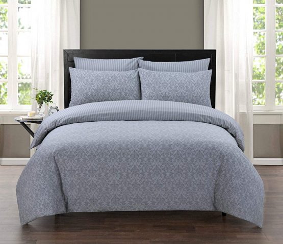 Linen Zone - 100% Cotton Reversible Balia Printed Duvet Cover Set - Carefree (Balia Silver, Double) - Image 2