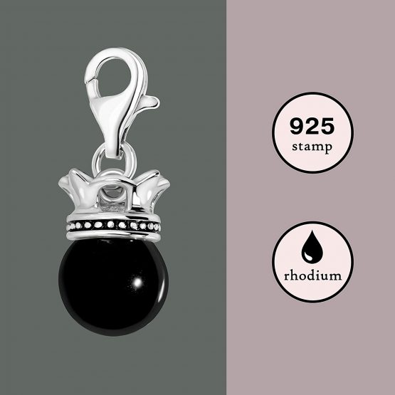Quiges 925 Sterling Silver Pearl Theme Clip On Lobster Clasp Charm Pendant - Image 3