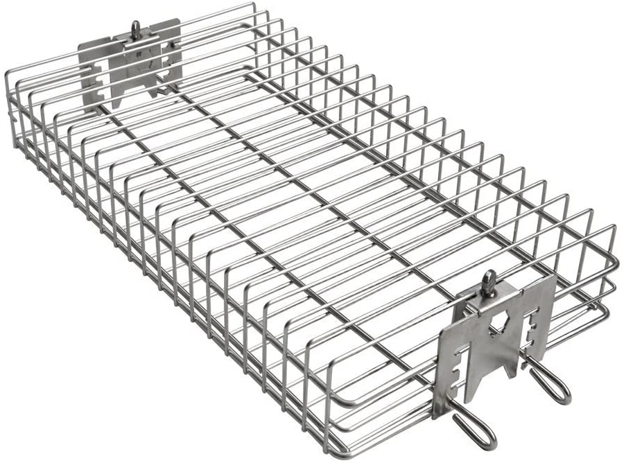 Onlyfire BRK-6042 Stainless Steel Flat Spit Rotisserie Grill Basket Fits 1/2” Hexagon, 3/8" Hexagon