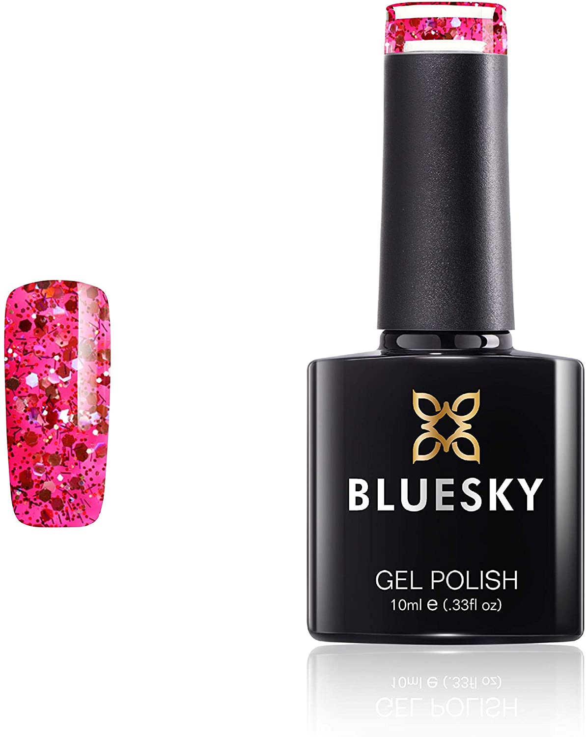 BLUESKY Gel Nail Polish, Cuba Sum1918, Pink, Chunky Glitter, Summer Long Lasting, Chip Resistant, 10 ml (Requires Drying Under UV LED Lamp)