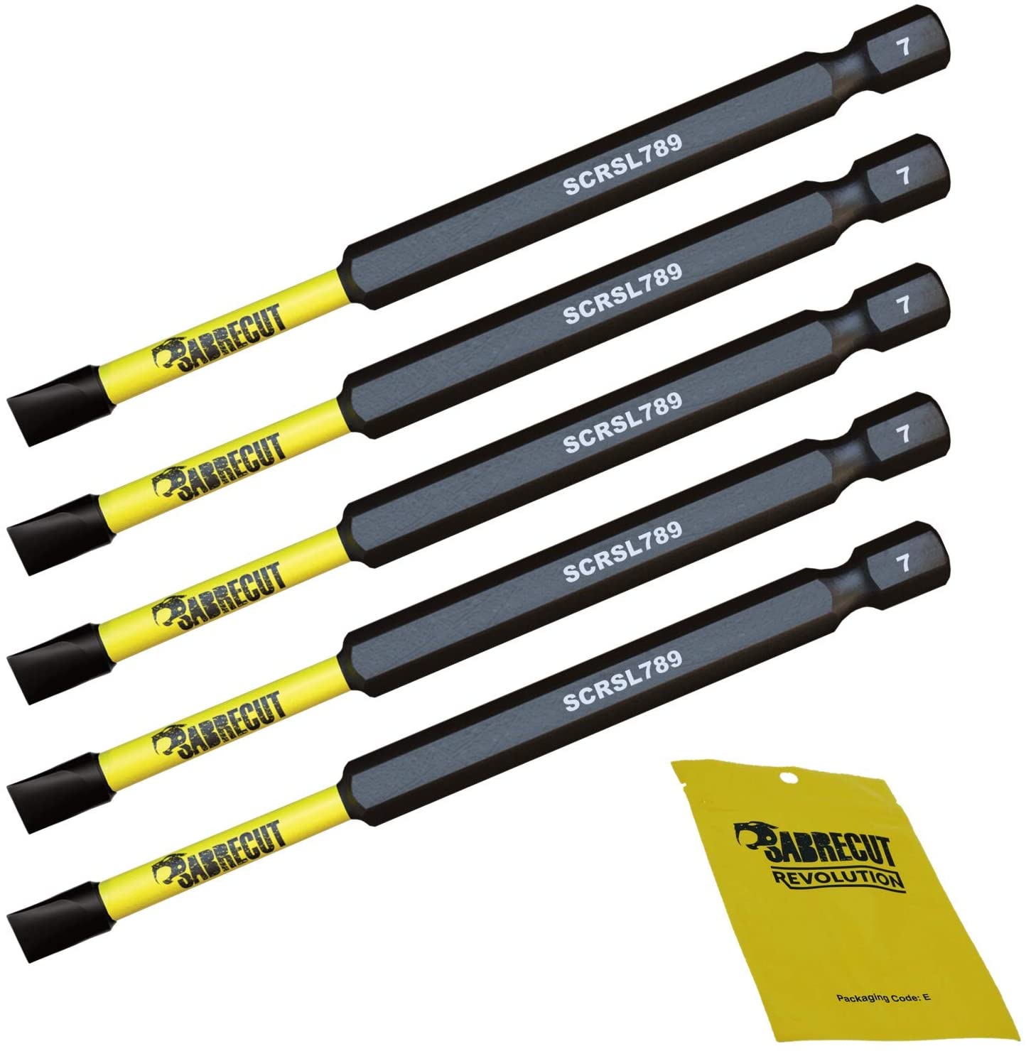 5 x SabreCut SCRSL789_5 89mm SL7 Slotted Magnetic Impact Screwdriver Driver Bits Set Single Ended Heavy Duty