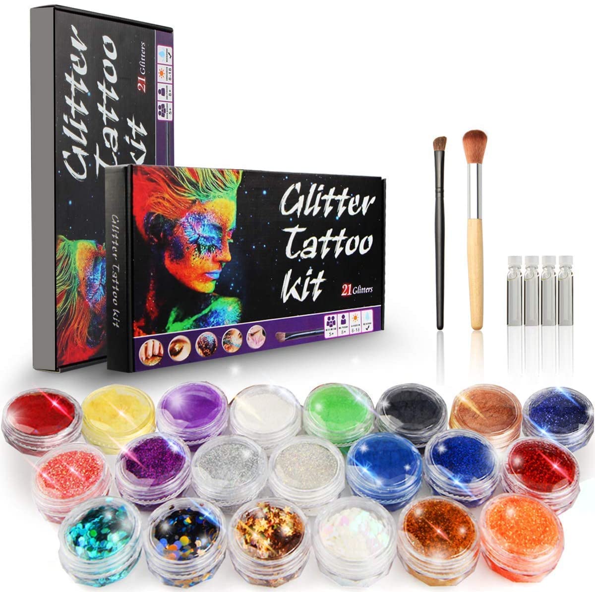 Glitter Tattoo Kit, Supertimes Gillter Shimmer Body Art Temporary