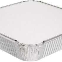 Pack of 10 Square Aluminum Container Pans with Lids ~ Foil Trays with Lids ~ Trays Good for Baking, Cooking, Storing and Freezing ~ 23cm x 23cm (9 inch x 9 inch)