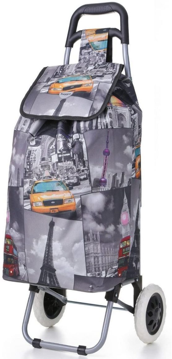 Hoppa 47L Lightweight Shopping Trolley, Hard Wearing & Foldaway for Easy Storage with 1 years Guarantee (Cities)